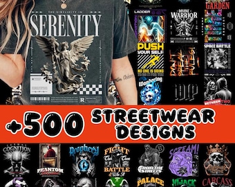 Pack of more than 500 streetwear designs, Urban T-Shirt Design Bundle, Flower Streetwear Design Bundle, T-Shirt Design Bundle