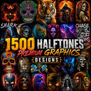 Mega Pack of 1500 Halftone Designs, Trendy Premium Rock Band Design T-shirt Printing Best Quality Halftone Png, High Resolution Png DTF, DTG