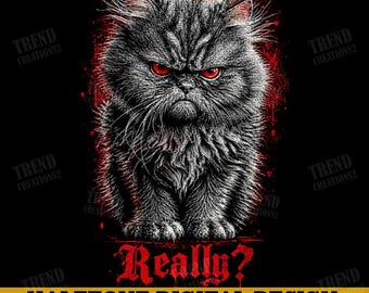 Rebel Cat Halftone Png, Badass Cat Png, Really Png, Gothic Cat Design, Grunge Halftone Png, Edgy Cat Shirt, Dark Cat Png, Digital Download