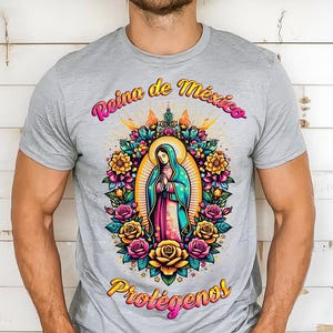 Diseño Virgen de Guadalupe PNG DTF, semitono virgen de guadalupe, virgen morena beach t-shirt in png, sublimacion guadalupe, halftone virgen