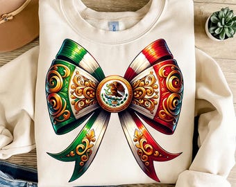 Coquette Ribbon bow Mexican Flag PNG Clipart Mexico Sublimation Design Mexican Bow Festive Latino Design Mexicana Chicana Mexican Girl Png
