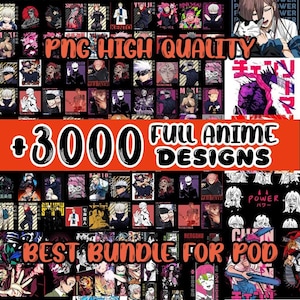 3000+ Anime Bundle Designs with CLEAR Background, T-Shirt Hoddies Anime PNG, Anime SVG, Perfect for Print on Demand, Mega Pack Anime Designs