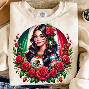 Girl Mexican flag PNG Mexico Clipart Sublimation Tshirt Design, Mexican Heritage Mexicana Chicana Png, Patriotic Png Mexico Girl Clip art