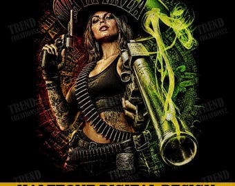Viva La Raza Halftone Png, Badass Girl Png, Warrior Woman Design, Grunge Halftone Png, Edgy Shirt Design, Military Png, Digital Download