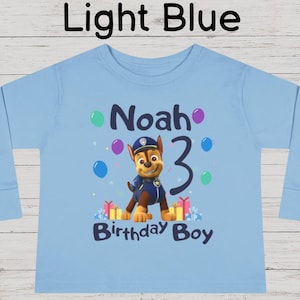 Patrol Kids Birthday Long Sleeve Patrol Birthday Shirt Party Matching Shirt Patrol Birthday Girl Shirt Puppy Birthday Patrol Custom