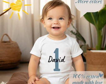 Custom 1st Year Down Baby Onesie - Personalized 1 Year Old Birthday Gift - Second Birthday Shirt- Second Birthday Outfit - Custom Baby Onsie