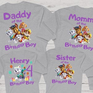 Long Sleeve Patrol Birthday Shirt Birthday Shirt Party Matching Shirt Kids Birthday  Girl Shirt Puppy Birthday Patrol Custom Patrol Matching