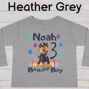 Kids Birthday Long Sleeve Patrol Birthday Shirt Party Matching Shirt Patrol Birthday Girl Shirt Puppy Birthday Patrol Custom Patrol Matching