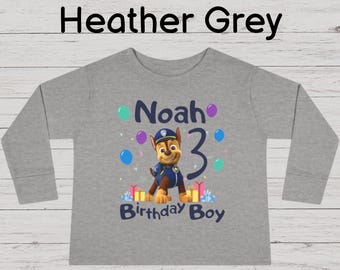 Kids Birthday Long Sleeve Patrol Birthday Shirt Party Matching Shirt Patrol Birthday Girl Shirt Puppy Birthday Patrol Custom Patrol Matching