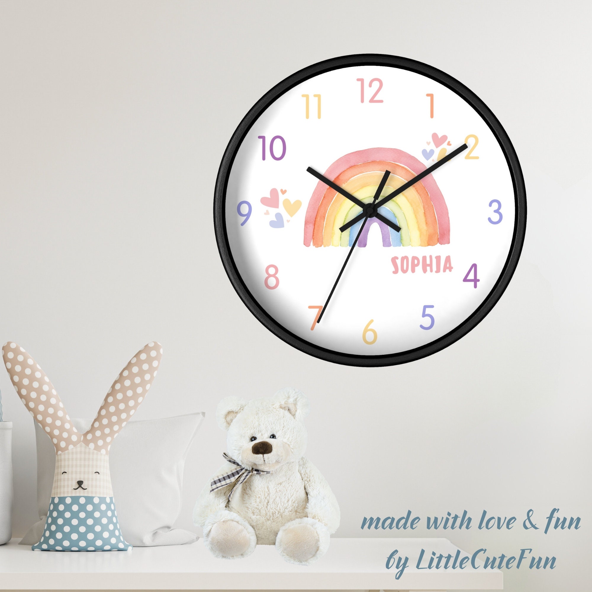 Personalized Kids Clock Rainbow Baby Shower Wall Decor Rainbow Baby ...