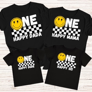 One Happy Dude Shirt Happy Dude Matching Family Tee Happy Face Birthday Outfit One Happy Dude First Birthday Boy Shirt Kids Birthday Shirt