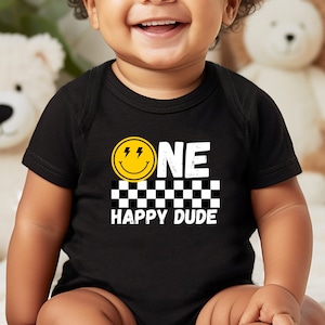 One Happy Dude First Birthday Party Shirt Happy Face Family Matching Shirts One Happy Dude Party Outfit 1st Birthday Boy Kids Birthday Shirt