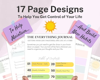 The Everything Journal Life Organisation Printable Planner for Self-development ADHD-friendly ADHD planner ADHD journal growth mindset