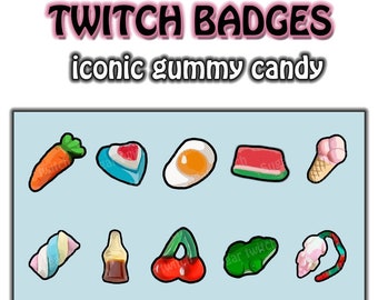 Cute Gummy Candy Twitch sub bit badges 10pcs