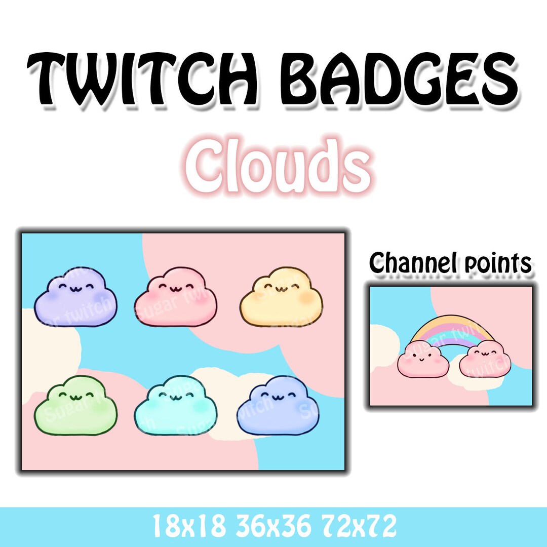 Cute Cloud Twitch Sub Badges & Channel Points Icon (digital Download ...