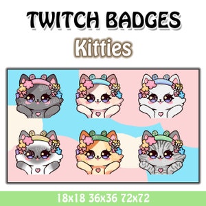 Cute Cat Badges, Kitten Twitch Sub Badges