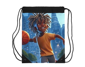 MMC Basketball HB Drawstring Bag | Sports Enthusiast Drawstring Bag - Custom Printed Basketball Design | Basketball Lover's Drawstring Bag