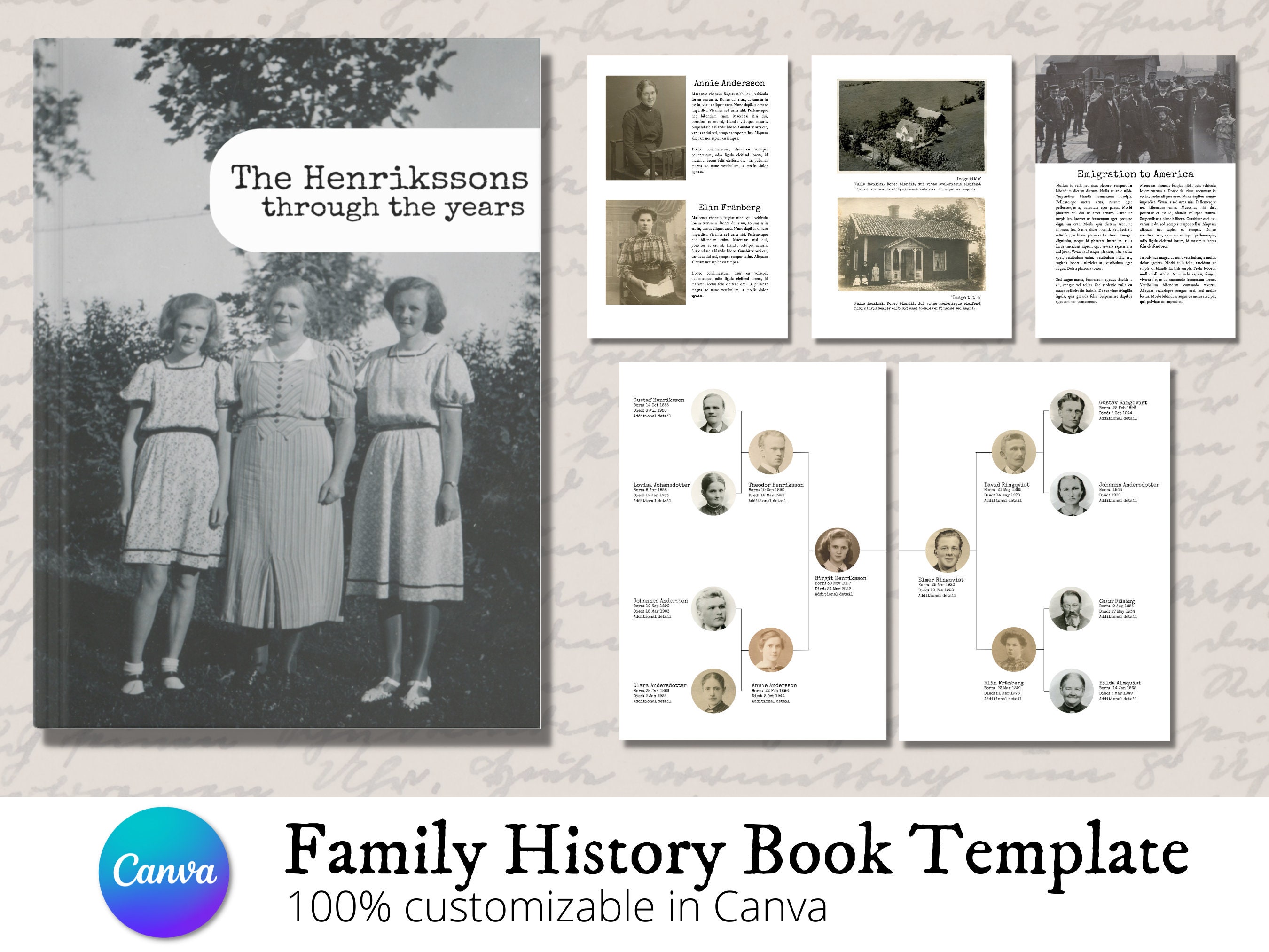 Family Ancestry Book Template A4 &amp; Letter Size Genealogy, Family Tree ...