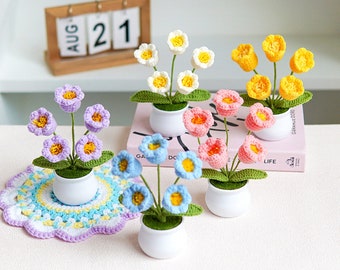 Crochet Mini Potted Flowers / Plant Pot / Mother's Day Flower Gift