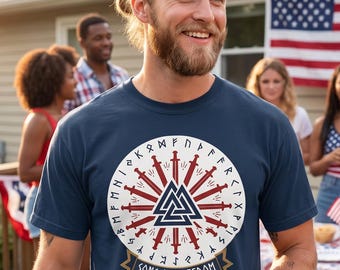 Sons of Freedom Shirt Viking Heritage Tee Valknut Crest Norse Swords Emblem Mythic Americana Comfort Colors Graphic T Shirt