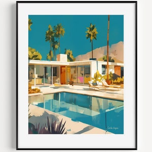 Vintage Palm Springs art, Mid-Century Modern Architecture, Palm Springs Architecture, Trendy art, Digital Download, Mid-Century Modern Art