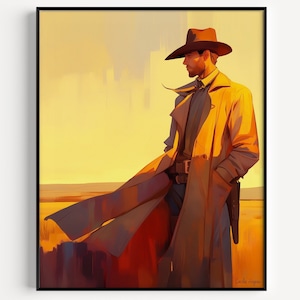 Outlaw Cowboy Poster, Outlaw Art, Cowboy Art, Western Art, Modern Art,  Wild West Americana Wall Art, Digital Download, Fashion Print