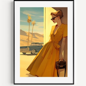 Palm Springs Print, Sixties Fashion, Palm Springs Poster, Palm Springs art, Retro Fashion Print, Golden Age Hollywood, Mid Century Modern