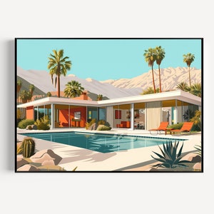 Palm Springs Poster, Mid-Century Modern Architecture, Palm Springs Print, Palm Springs art, Digital Download, Palm Springs, Modern Art