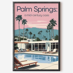 Palm Springs Mid-Century Modern Art Poster, Retro Home Decor, Mid Century Modern Art, Boho Chic Print, Digital Download