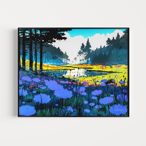 Landscape Art Poster, Nature Wall Art, Printable Art, Digital Download, Fantasy Print, Impressionist Art, Fantasy Landscape