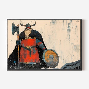 Viking Warrior Digital Art Print | Norse Mythology Wall Art | Viking Decor | Scandinavian Art | Viking Poster