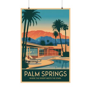Palm Springs - Where the Desert Meets the Stars Print, Matte Wall Art Decor, Travel Poster, Palm Springs Poster