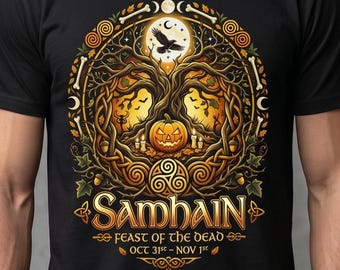 Samhain Feast of the Dead Shirt Celtic Autumn Pagan Tee Comfort Colors Norse Halloween Goddess Graphic Top