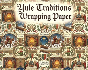 ule Wrapping Paper Medieval Christmas Gift Wrap Solstice Father Christmas Wassail