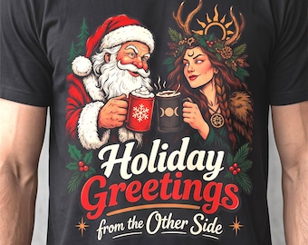 Pagan Santa Mystic Yule Holiday Greetings Comfort Colors Winter Solstice Witchy Christmas Folklore Shirt