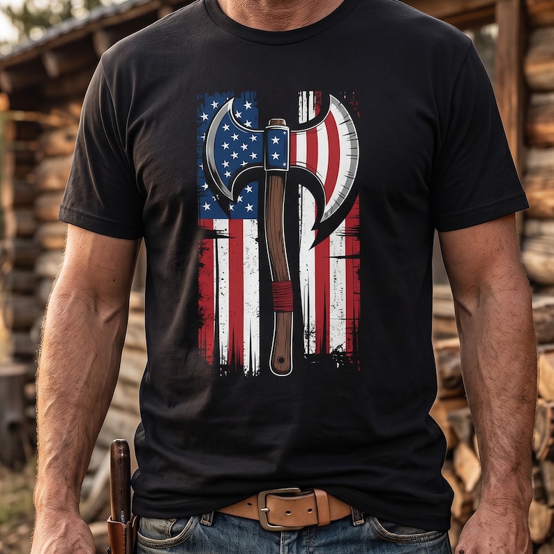 Ax Shurt Patriotic Battle Axe Shirt • American Flag Viking Weapon Graphic ...