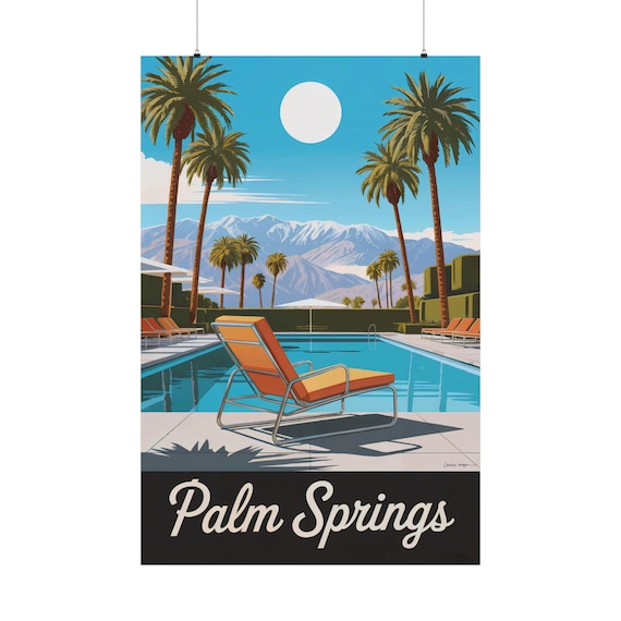 Palm Springs Poolside Giclee Print: Mid-century Modern Wall Art - Etsy
