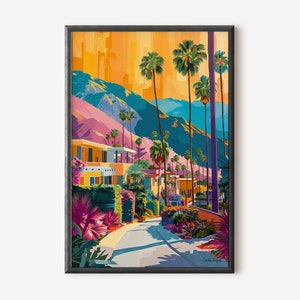 Palm Springs Digital Wall Art, &quot;Palm Panorama,&quot; Palm Springs Poster, Palm Springs Art, Digital Download, California Art, California Poster