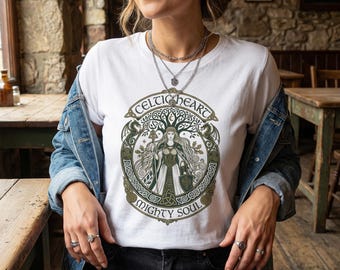 Celtic Heart Mighty Soul Shirt, Celtic Goddess Tee, Comfort Colors® Graphic Shirt, Medieval Knotwork T Shirt, Celtic Tree of Life Top