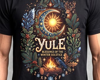 Yule Solstice Celestial Pagan Christmas Comfort Colors Winter Nature Folklore Ritual Holiday Shirt