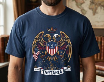 July 4th Emblem Tartaria Double Headed Eagle Shirt Patriotic Crest Tee Red White Blue Heritage Seal Comfort Colors Mythic Americana T Shirt