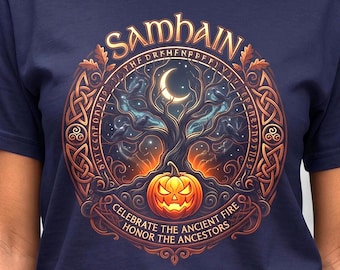 Samhain Celtic Norse Halloween Shirt • Pagan Autumn Tee • Runes Tree • Witchy Fall Graphic Top