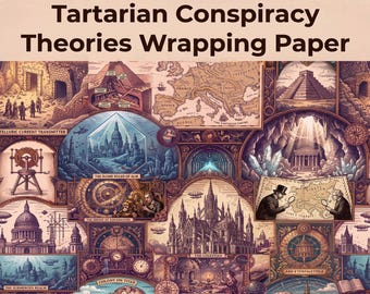 Tartarian Empire Conspiracy Theories Detailed Fantasy Mud Flood Steampunk Reset Wrapping Paper Roll