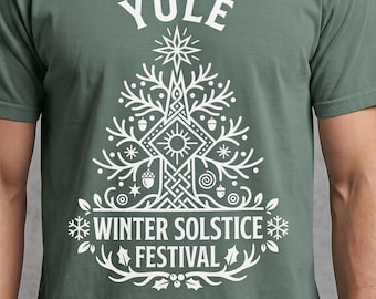 Yule Winter Solstice Festival Tee Celtic Tree Symbol Pagan Holiday Shirt Nature Magic Design