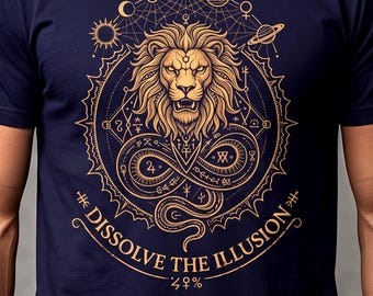 Mystic Lion Ouroboros Cosmic Symbolism Gnostic Awakening Comfort Colors Shirt
