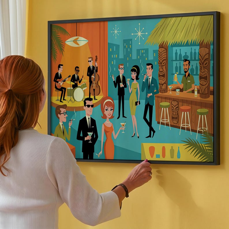 Mid Century Lounge Poster | Palm Springs Retro Cocktail Tiki Bar Art (24x16, 30x20) image 2