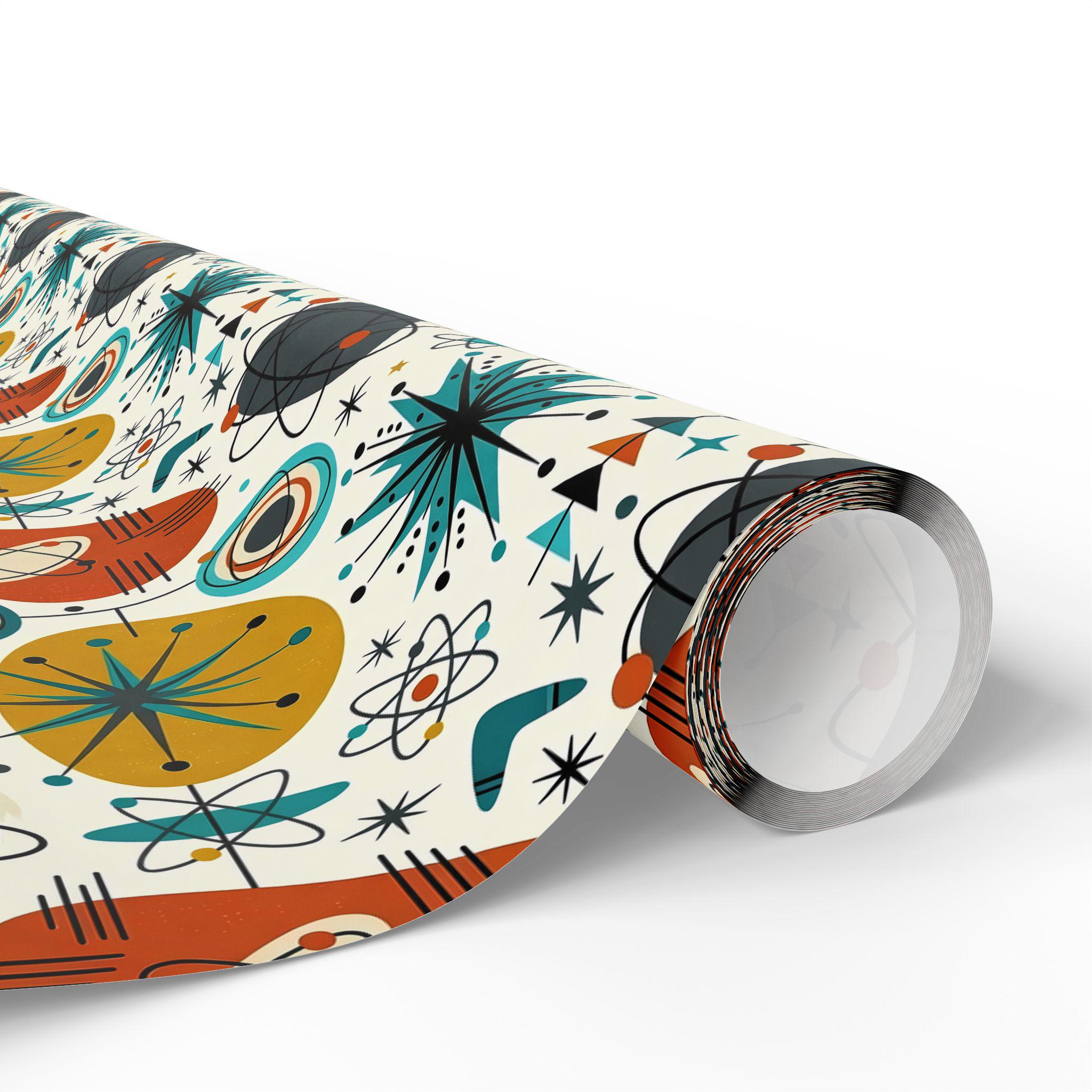 Atomic Era Wrapping Paper | Mid Century Modern Shapes & Retro Science ...