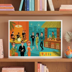 Mid Century Lounge Poster | Palm Springs Retro Cocktail Tiki Bar Art (24x16, 30x20) image 3