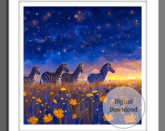 Zebras Digital Art, Safari Art, Modern Art, Fantasy Art, Animal portraits, Nature lover, Animal lover, African Animals, DOWNLOAD ONLY