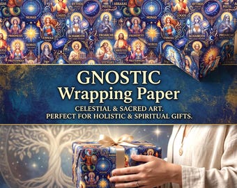 Gnostic Wrapping Paper Celestial Sacred Art Gift Wrap Cosmic Spiritual Rolls